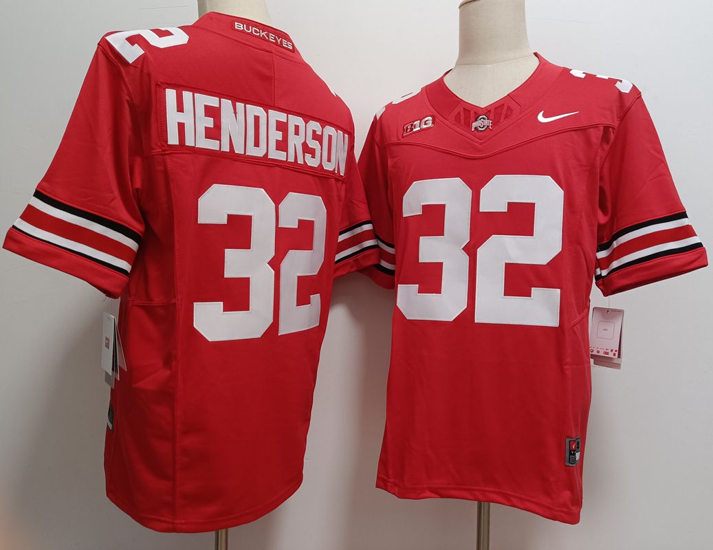 Men Ohio State Buckeyes #32 Henderson Red Nike 2025 NCAA Jersey style 1->ncaa teams->NCAA Jersey